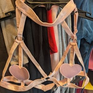 *Pink Heart Harness Bra
